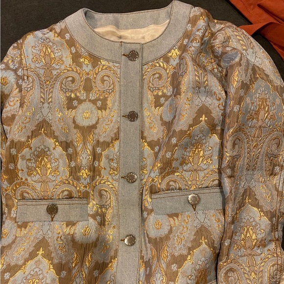 NWT $565 Sandro Orcan Metallic Jacquard Jacket Coat - Picture 7 of 8